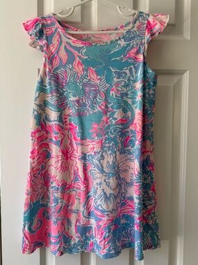 Lilly Pulitzer Girls Floral Shift Dress in Pink, Blue, Cream size M